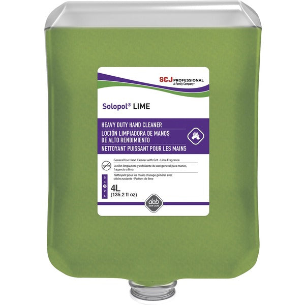 SC Johnson Dispenser Refill Hand Soap Cartridge - Lime Scent - 4 L - Soil Remover, Dirt Remover, Grime Remover, Oil Remover, Grease Remover - Industrial - Moisturizing - Green - Heavy Duty, Fast Acting, Non-abrasive, Solvent-free, Biodegradable, Silicone-