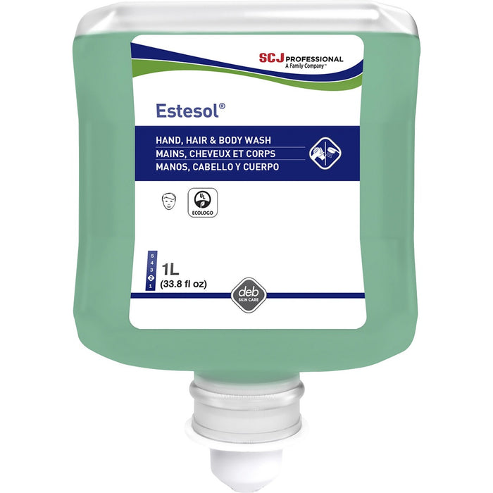SC Johnson Estesol Hand, Hair & Body Cleaner - Rainforest Scent - 1 L - Dirt Remover, Grime Remover, Soil Remover, Grease Remover - Hand, Hair, Body, Industrial - Moisturizing - Blue - Anti-irritant, Silicone-free - 6 / Carton