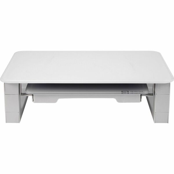 Quartet Monitor Riser with Glass Dry-Erase Board Desktop - 100 lb (45359.24 g) Load Capacity - 5" (127 mm) Height x 10" (254 mm) Width - Desktop - White - For Notebook, Monitor - Adjustable Leg, Non-skid, Sturdy, Accessory Tray