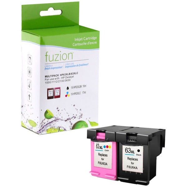 fuzion - Alternative for HP #63XL Remanufactured Inkjet Set - Black/CMY - 480 Pages Black, 330 Pages Cyan, 330 Pages Yellow, 330 Pages Magenta