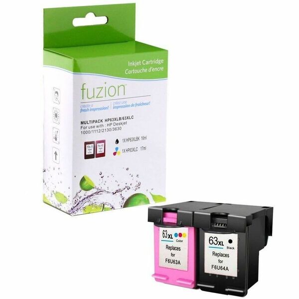 fuzion Remanufactured Inkjet Set for HP #63XL - Black/CMY - Yield: Black 480, CMY 330