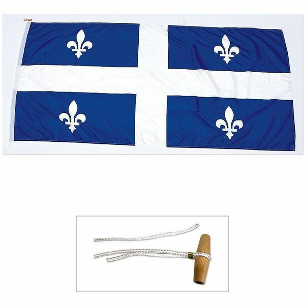 L'&eacute;tendard Provincial Flag Quebec - Canada - Quebec - 54" (1371.60 mm) Length x 27" (685.80 mm) Width - Rope & Toggle Finish - 200 Denier Nylon