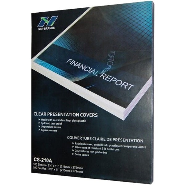 HOP Plastic Covers - 0.14" (3.5 mm) Thickness - For Letter 8 3/4" (222.25 mm) x 11 1/4" (285.75 mm) Sheet - Clear - Plastic, Polyvinyl Chloride (PVC) - 100 / Pack