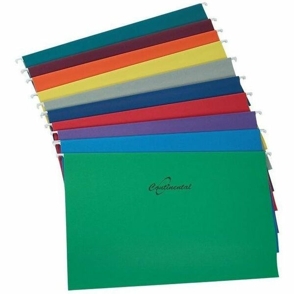 Continental 1/5 & 1/3 Tab Cut Legal Recycled Hanging Folder - 8 1/2" (215.90 mm) x 14" (355.60 mm) - 11 pt. (3.87 mm) - Teal - 25 / Box