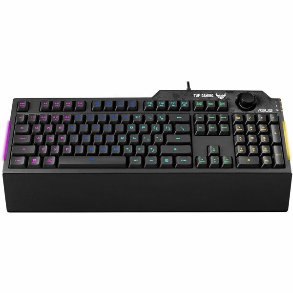 TUF Gaming K1 Gaming Keyboard - Cable Connectivity - USB 2.0 Type A Interface - RGB LED - Control Knob Hot Key(s) - Windows 10, Windows 11 - PC - Black