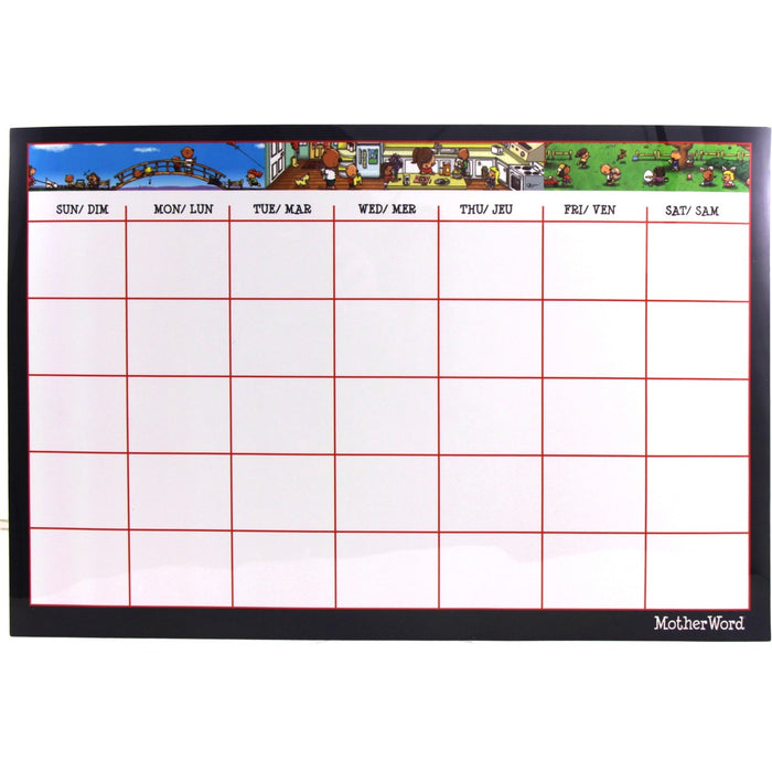 MotherWord&reg; Dry-Erase Calendar Undated 17" x 11" Bilingual - Bilingual - 12 Month - January 2024 to December 2024 - Desk Pad - 11" (279.40 mm) Width - 1 Each