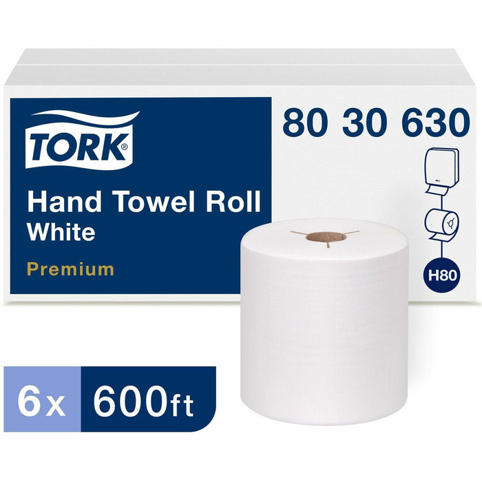TORK H80 Paper Hand Towel Roll - 1 Ply - 720 Sheets/Roll - 7.80" (198.12 mm) Roll Diameter - 1.93" (49.02 mm) Core - White - Fiber - 6 / Box