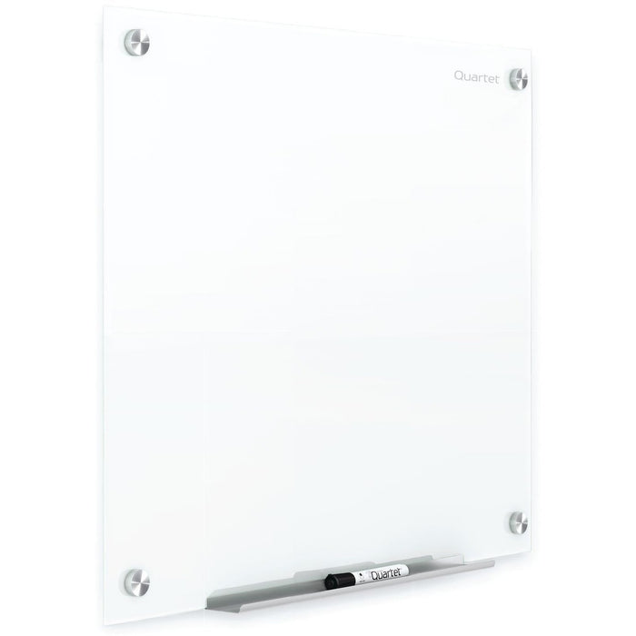 Quartet Infinity Magnetic Glass Dry-Erase Board, White, 48" x 48" - 48" (121.92 cm) Width x 48" (121.92 cm) Height - White Tempered Glass Surface - Square - Horizontal/Vertical - Magnetic - Frameless, Accessory Tray, Stain Resistant, Ghost Resistant, Dura