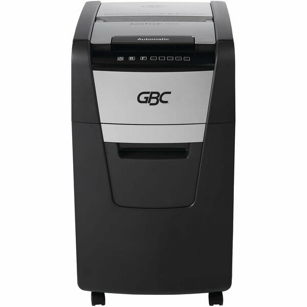 GBC AutoFeed+ Home Office Shredder, 150X, Super Cross-Cut, 150 Sheets - Continuous Shredder - Super Cross Cut - 8 Per Pass - for shredding Credit Card, Paper Clip, Staples, Paper - P-4 - 30 Minute Run Time - 43.91 L Wastebin Capacity - Black