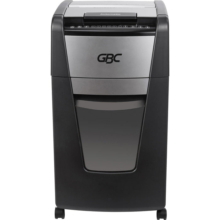 GBC AutoFeed+™ 300X Super Cross Cut Shredder - Continuous Shredder - Super Cross Cut - 10 Per Pass - for shredding Credit Card, Paper Clip, Staples, Paper - P-4 - 1 Hour Run Time - 60.57 L Wastebin Capacity - Black