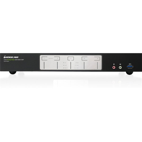 IOGEAR 4-Port 4K Dual View KVMP Switch with HDMI Connection, USB 3.0 Hub and Audio - 4 Computer(s) - 2 Local User(s) - 4096 x 2160 - 1 x Network (RJ-45) - 8 x USB - 10 x HDMI - TAA Compliant