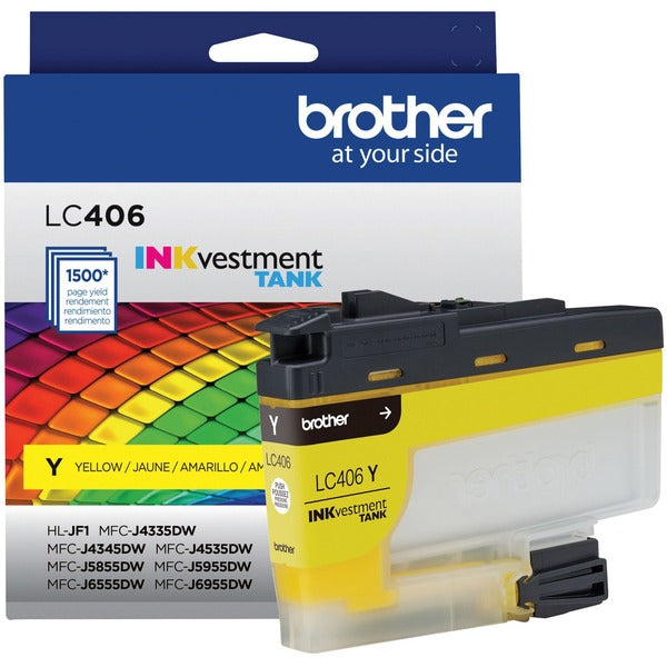 Brother INKvestment LC406Y Original Standard Yield Inkjet Ink Cartridge - Single Pack - Yellow - 1 Each - 1500 Pages