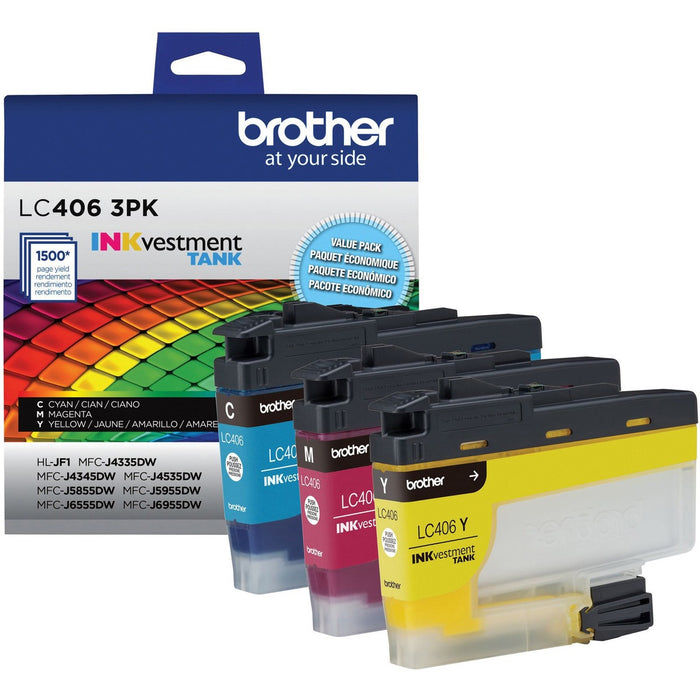 Brother INKvestment LC4063PK Original Standard Yield Inkjet Ink Cartridge - Cyan, Magenta, Yellow - 1 Each - 1500 Pages (Per Cartridge)