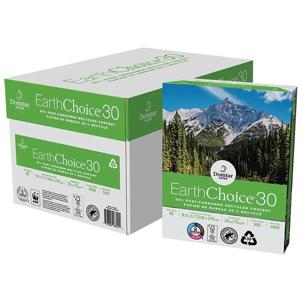 EarthChoice 30 Recycled Office Paper - White - 92 Brightness - 88 Opacity - Legal - 8 1/2" x 14" - 20 lb Basis Weight - 75 g/m&#178; Grammage - Smooth - 5000 / Box - 500 Sheets per Ream - Sustainable Forestry Initiative (SFI) - Acid-free, Elemental Chlori