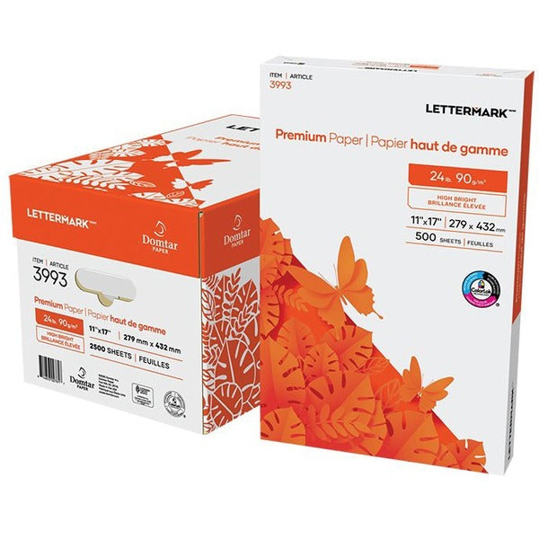 Lettermark Premium Paper Multipurpose - White - 96 Brightness - Ledger/Tabloid - 11" x 17" - 24 lb Basis Weight - 90 g/m&#178; Grammage - 500 / Pack - Sustainable Forestry Initiative (SFI) - ColorLok Technology, Acid-free - White