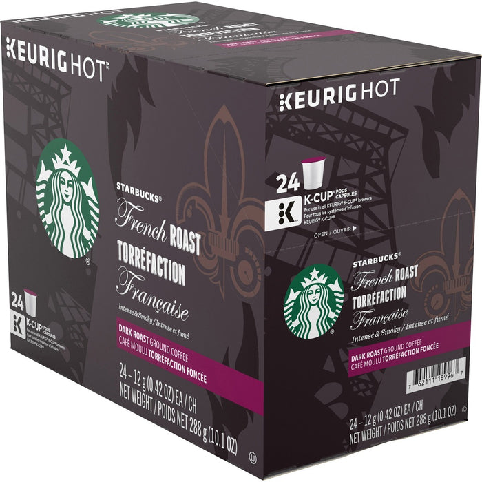 Starbucks K-Cup French Roast Coffee - French - K-Cup - Creamy Vanilla, Arabica, Smoky - Kosher - 24 / Box