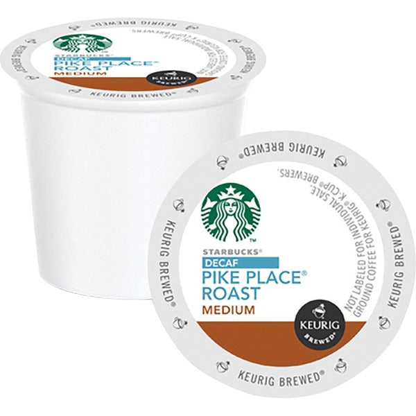 Starbucks K-Cup Decaf Pike Place Coffee - Medium - Per Pod - K-Cup - Pike Place, Latin America, Cocoa, Toasted Nut - Decaffeinated - 24 / Box