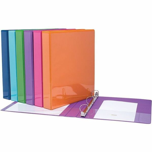 GEO 1" Presentation Binder - 1" Binder Capacity - 1" (25.40 mm) Ring - D-Ring Fastener(s) - 2 Front & Back, Internal Pocket(s) - Vinyl - Assorted - 1 Each