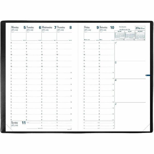 Quo Vadis Minister Weekly Planner, 9-1/2" x 6-1/4" , English, Freeport Black - Weekly - 14 Month - December 2025 to January 2027 - 8:00 AM to 9:00 PM - Half-hourly - 1 Week Double Page Layout - 6 1/4" (158.75 mm) x 9 1/2" (241.30 mm) Sheet Size - White Sh