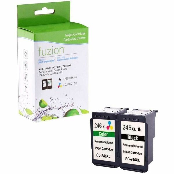 fuzion Remanufactured Inkjet Set for Canon PG245XL/CL246XL - Black/C/M/Y - Yield: Black 400, CMY 300