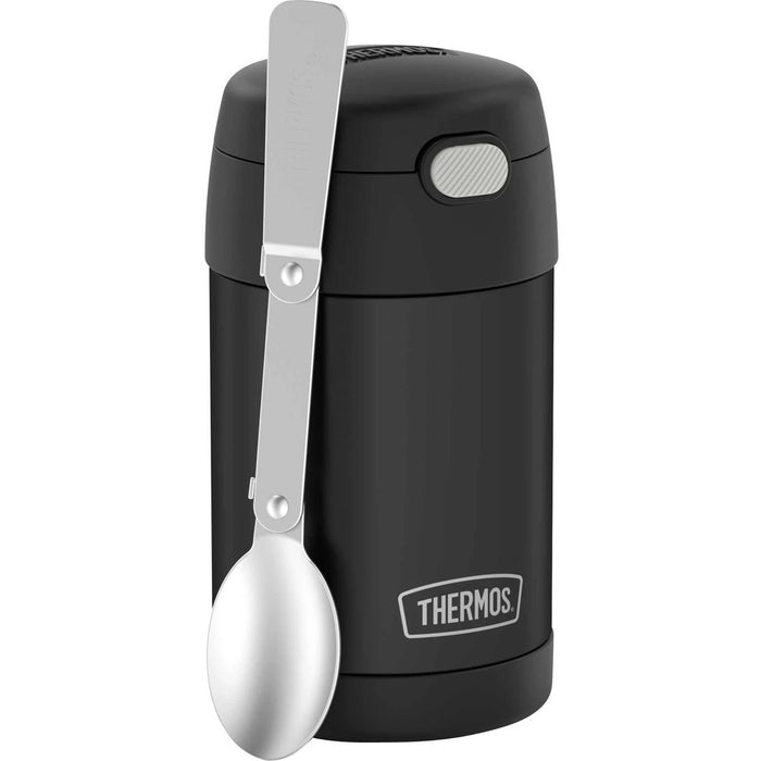 Thermos FUNtainer Stainless Steel Food Jar 16Oz - Food Storage - Dishwasher Safe - 3.72" (94.49 mm) Diameter - Matte Black - Stainless Steel Body - 1 Each