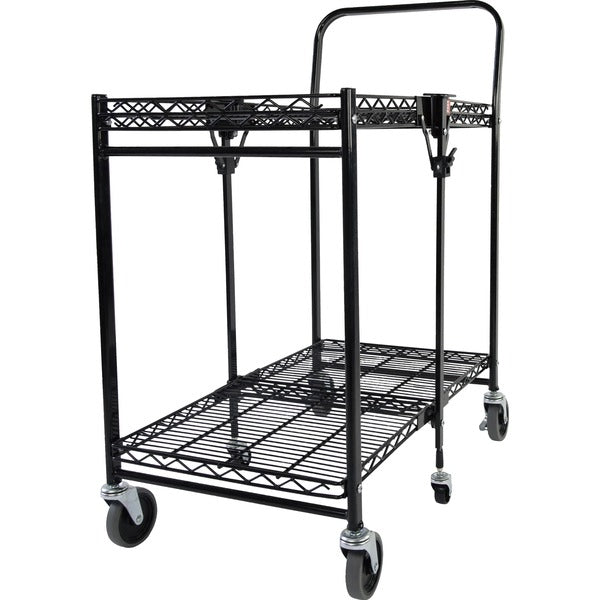 Bostitch Stowaway Folding Utility Cart - 2 Shelf - 400 lb (181.44 kg) Load Capacity - 6 Casters - Steel Frame - Black - 1 Each