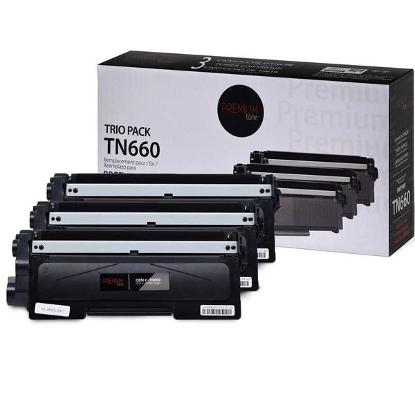 Premium Tone Toner Cartridge - Alternative for Brother TN660 - Trio Pack - Black - 2600 Pages - 3 Pack