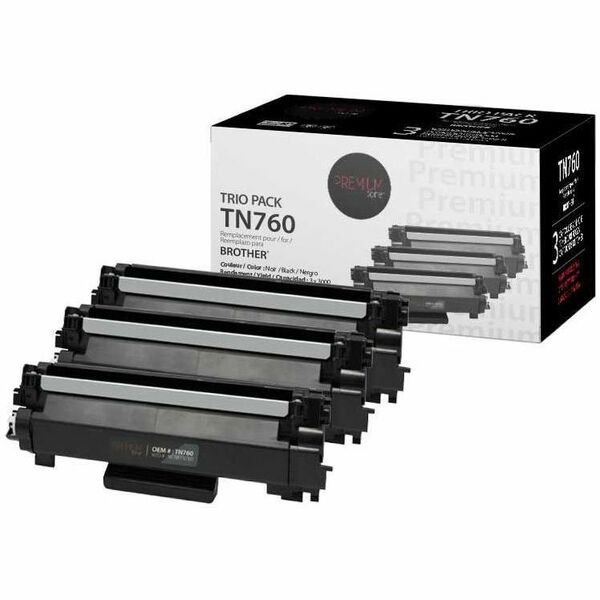 Premium Tone Laser Toner Cartridge TN760 - Black - 3 / Pack - 3 x 3000 Pages