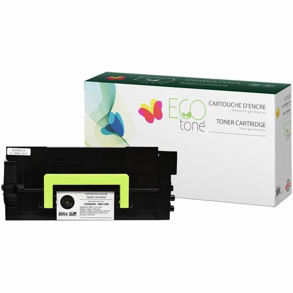 EcoTone Remanufactured Laser Toner Cartridge - Alternative for Lexmark (58D1U00) - Black - 1 Pack - 55000 Pages