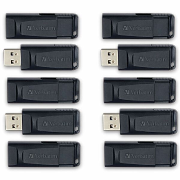 Verbatim Store 'n' Go 32GB USB Flash Drive - 32 GB - USB 2.0 Type A - Black - Lifetime Warranty - 10 Pack