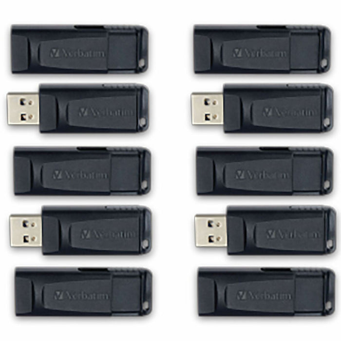 Verbatim Store 'n' Go 64GB USB Flash Drive - 64 GB - USB - Black - Lifetime Warranty - 10 Pack