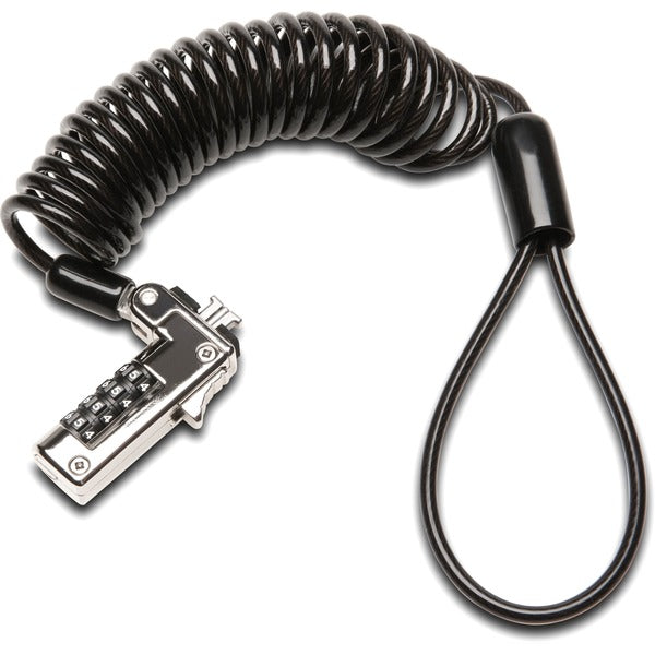 Kensington Slim Portable Combination Lock for Standard Slot - 5.9 ft (1.80 m) Cable - Resettable - 4-digit - Combination Lock - Plastic, Carbon Steel - For Notebook - Self-coiling