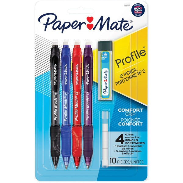 Paper Mate Profile Mech Mechanical Pencil - HB/#2 Lead - 0.7 mm Lead Diameter - Black Lead - Assorted Barrel - 4 / Pack