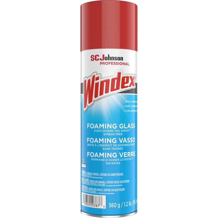 Windex&reg; Foaming Glass Cleaner - For Multipurpose - Aerosol - 582.60 mL - Recommended For: Dirt Remover, Grime Remover - Streak-free, Versatile, Drip-free - White - 1 Each