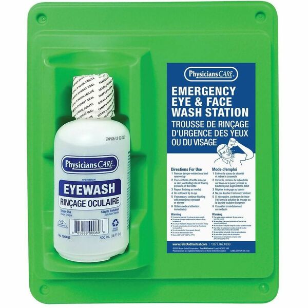 First Aid Central Eye Wash - 500 mL - Wall Mountable - 1 Each
