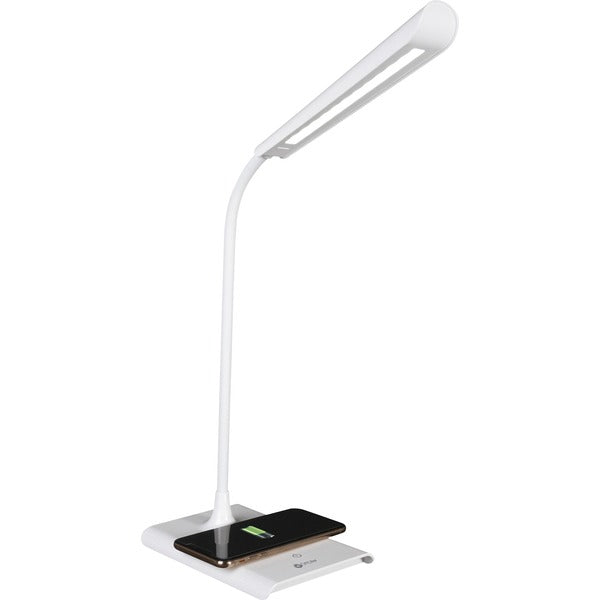 OttLite Power Up LED Desk Lamp with Wireless Charging - 21" (533.40 mm) Height x 5.13" (130.30 mm) Width - LED Bulb - Qi Wireless Charging, Touch-activated, Dimmable, Adjustable Height, USB Charging, ClearSun LED, Dimmable, Adjustable Brightness, Flexible