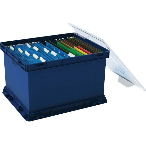 Storex Storage Case - External Dimensions: 17.1" Length x 9.3" Width x 10.1" Height - Clear, Blue - 1