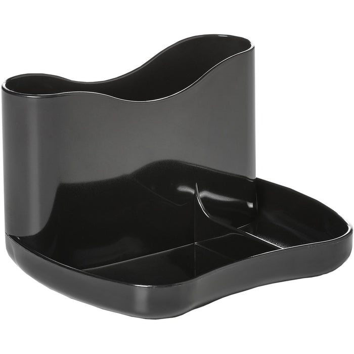 Deflecto AntiMicrobial Desk Caddy - 4 Compartment(s) - 3.7" (92.96 mm) Height x 6" (151.89 mm) Width x 4.7" (119.89 mm) Depth - Desktop - Antimicrobial, Mildew Resistant - Black - Polystyrene - 1 Each