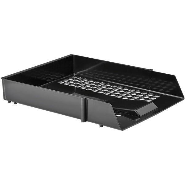 Deflecto AntiMicrobial Industrial Front-Load Tray - 2.4" Height x 10.8" Width x 13.8" DepthDesktop - Antimicrobial, Lightweight, Mildew Resistant, Front Loading - Black - Polystyrene