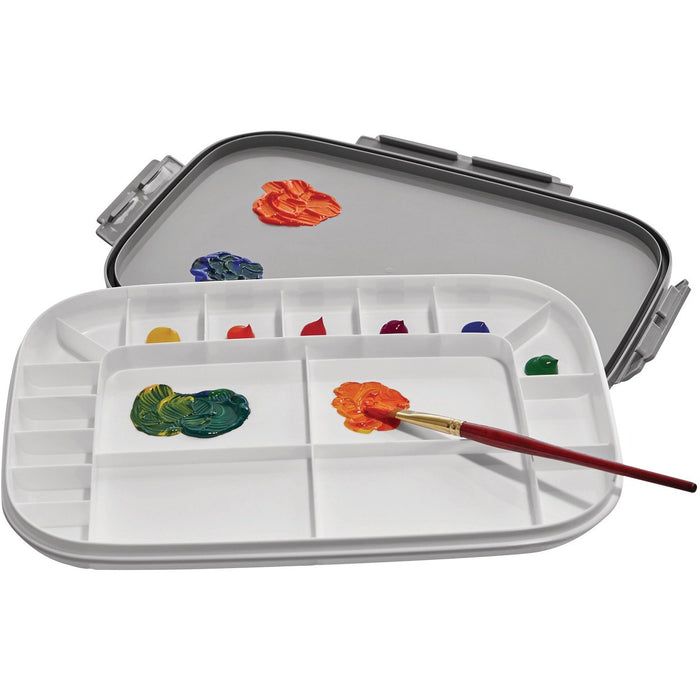 Deflecto 19 Well Paint Palette - Paint - 9.20" (233.68 mm) Height x 13.33" (338.58 mm) Width x 1.20" (30.48 mm) Depth - Gray, White - Polypropylene - 1 Each