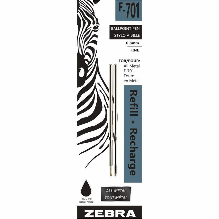Zebra Pen F-701 Ball Point Pen Refills Fine Point - 0.8 mm (0.03") , Fine Point - Black Ink - 2 / Pack