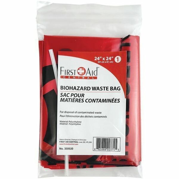 First Aid Central Trash Bag - 24" (609.60 mm) Width x 24" (609.60 mm) Length x 2.50 mil (63 Micron) Thickness - Waste Disposal