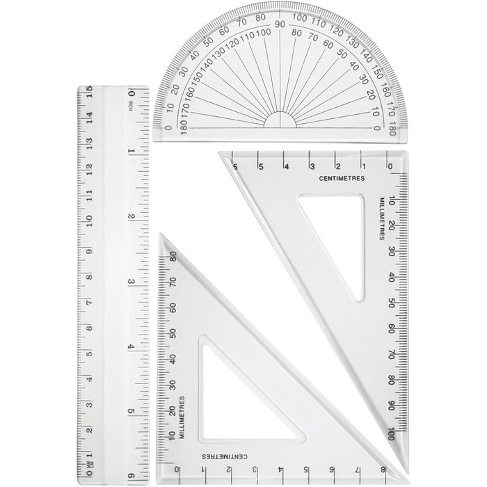 Westcott 4 Piece Geometry Set - 4 Piece(s) - Plastic - Clear - 1 Each