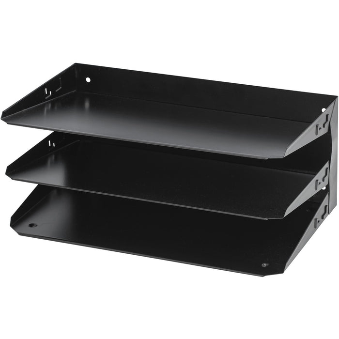 Merangue Metal 3-Tier Shelf, Legal - 3 Tier(s) - 6.1" (155.57 mm) Height x 15" (381 mm) Width x 8.8" (222.25 mm) Depth - Desktop - Scratch Resistant, Chip Resistant, Label Holder - Black - Metal - 1 Each