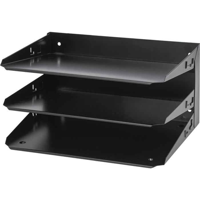 Merangue Letter Sorter - 3 Tier(s) - 6.1" (155.57 mm) Height x 15" (381 mm) Width x 8.8" (222.25 mm) Depth - Desktop - Scratch Resistant, Chip Resistant, Label Holder - Black - Metal - 1 Each