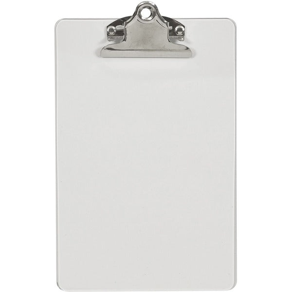 Merangue Plastic Clipboard 6" x 9" Clear - 5 3/4" (146.05 mm) x 8" (203.20 mm) Sheet Size - Spring Clip - Plastic - Clear