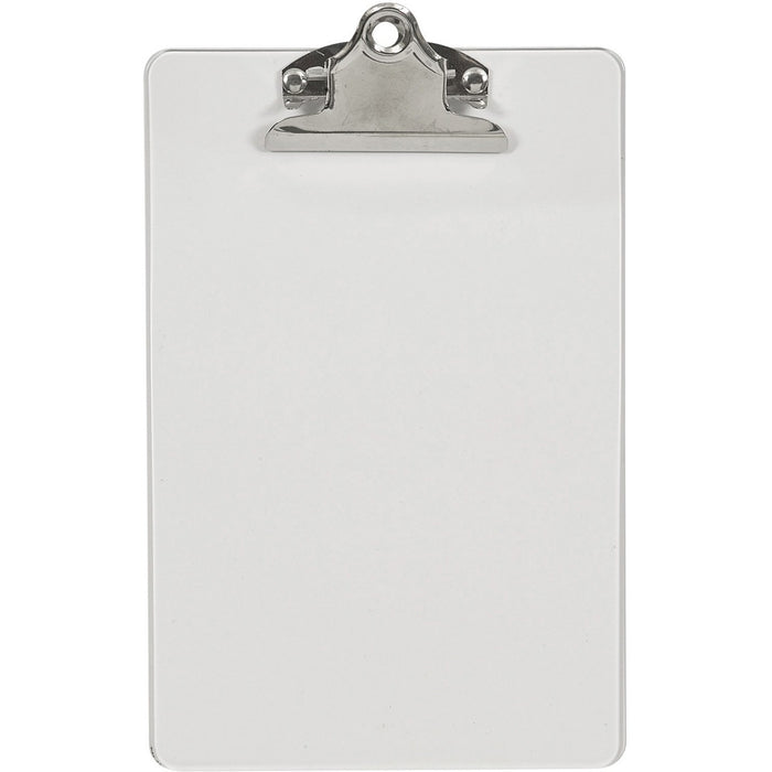 Merangue Plastic Clipboard - 5 3/4" (146.05 mm) x 8" (203.20 mm) Sheet Size - Spring Clip - Plastic - Clear - 1 Each