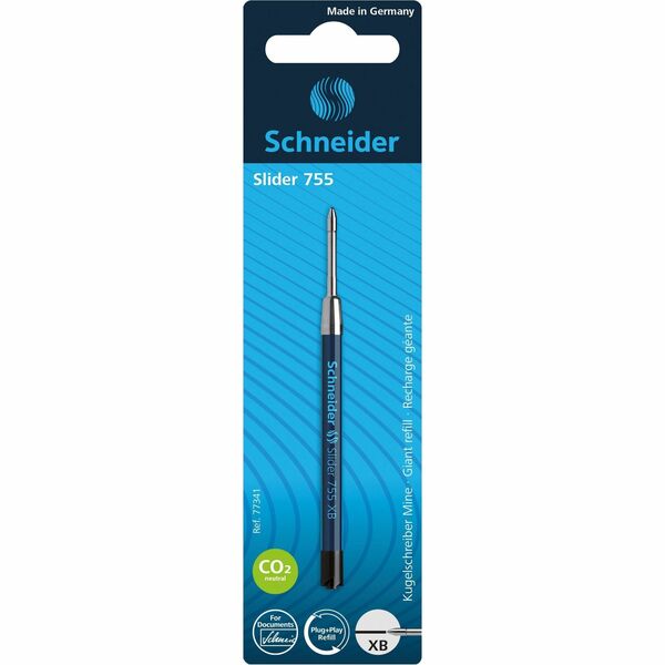 Schneider 755 Roller Pen Refill Extra Broad Black - Extra Broad Point - Black Ink - 1 Each