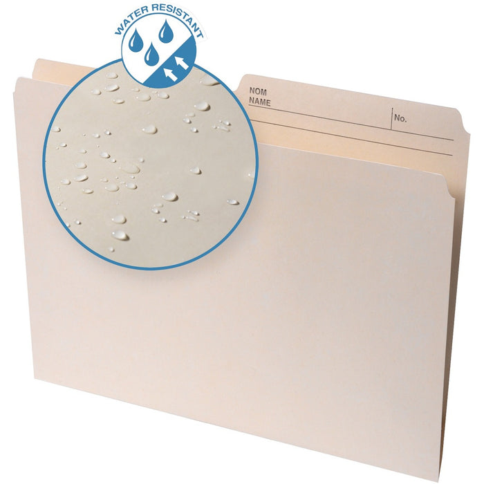 Continental 1/2 Tab Cut Letter Recycled Top Tab File Folder - 8 1/2" (215.90 mm) x 11" (279.40 mm) - 10.5 pt. (3.70 mm) - Manila - 100% Fiber Recycled - 100 / Box