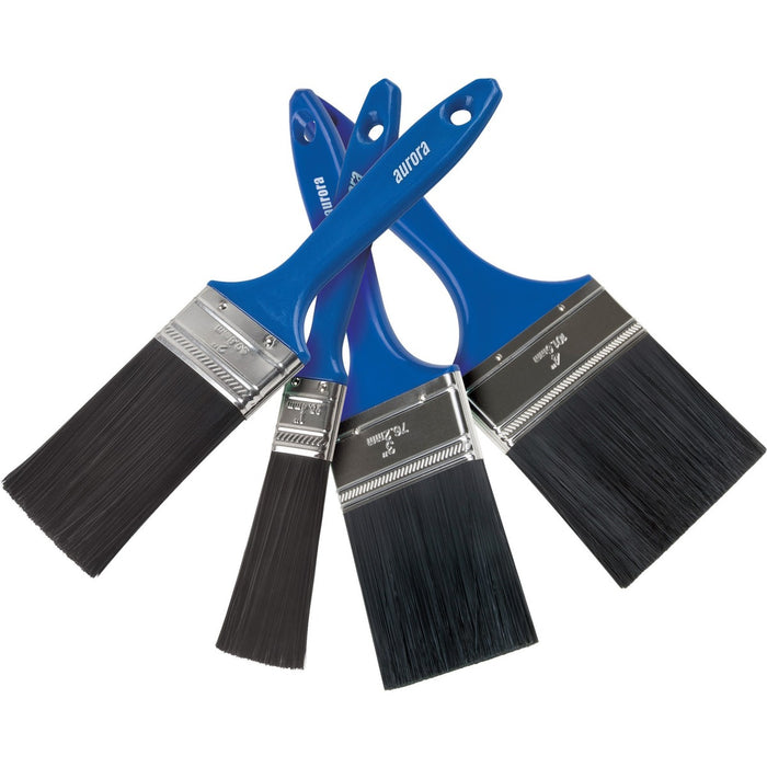 Aurora Tools AP100 Series Paint Brush Set - Plastic Handle - Tin Plated Ferrule - 4 / Pack
